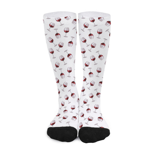 Glasses Of Wine Pattern Print Long Socks