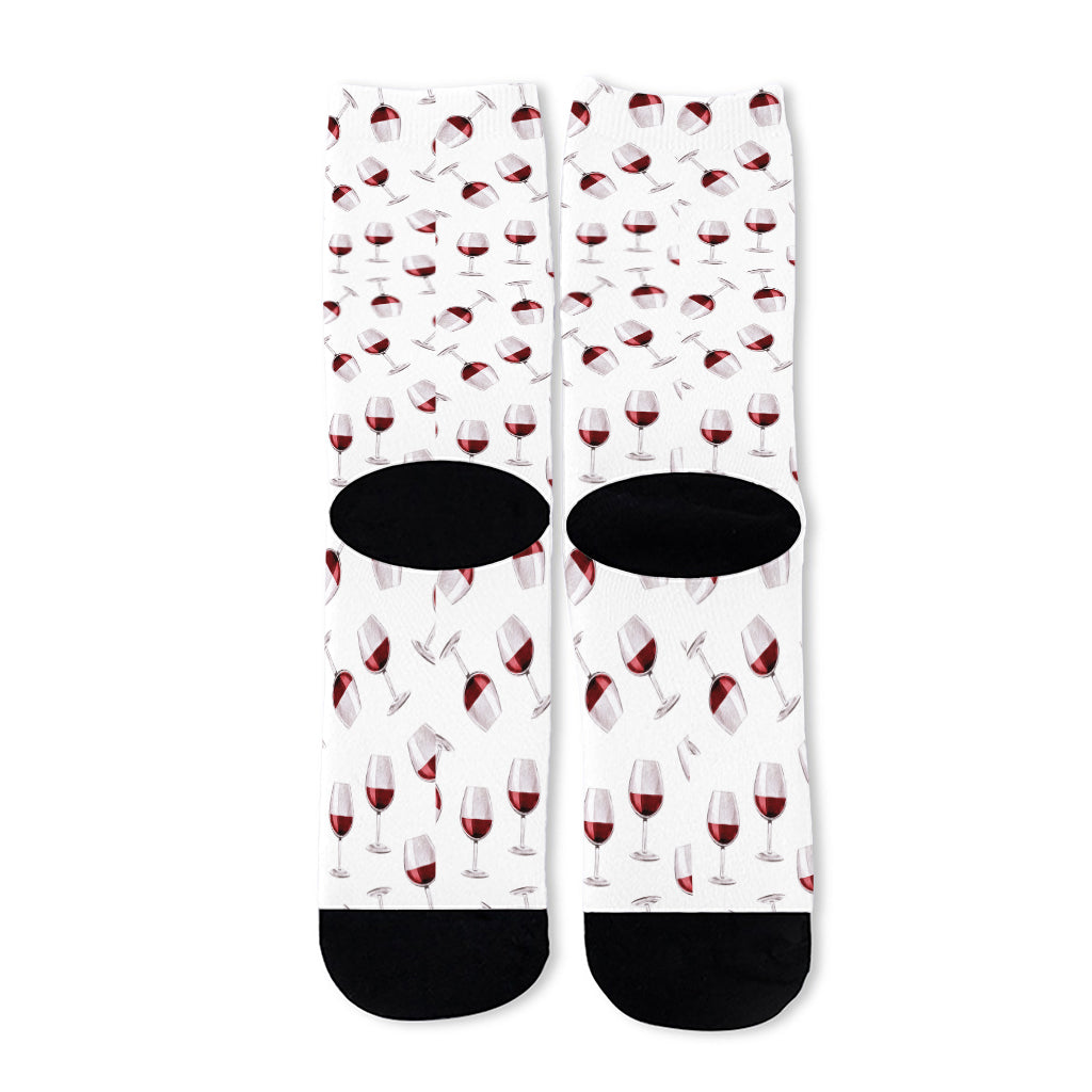 Glasses Of Wine Pattern Print Long Socks