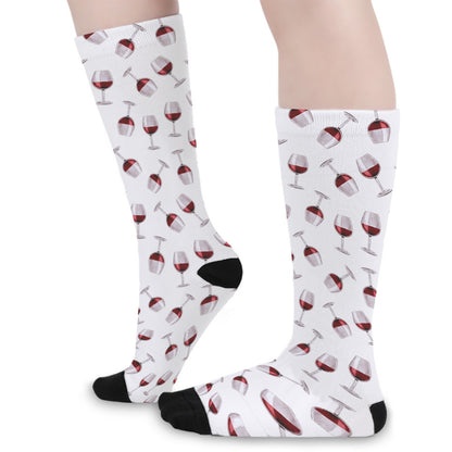 Glasses Of Wine Pattern Print Long Socks