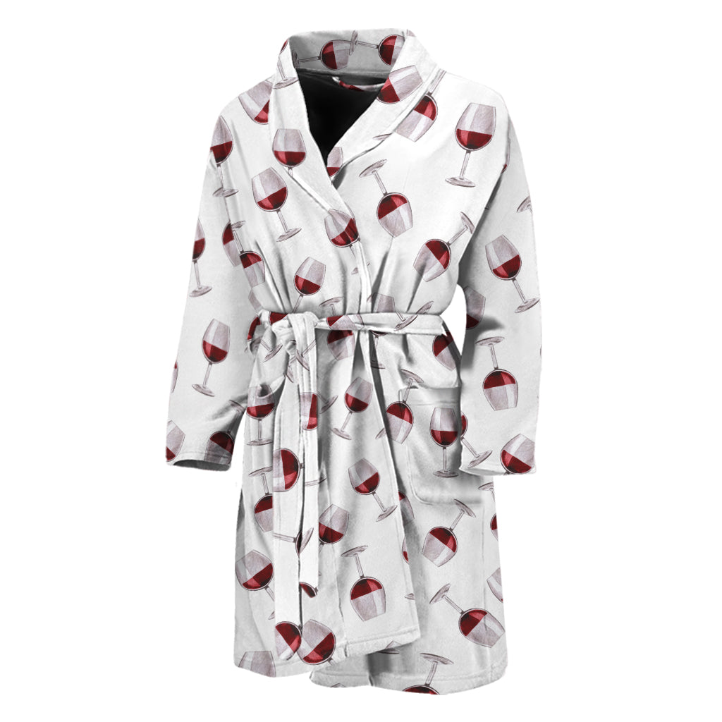 Glasses Of Wine Pattern Print Men's Bathrobe