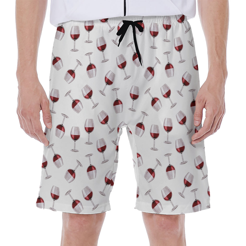 Glasses Of Wine Pattern Print Men's Beach Shorts