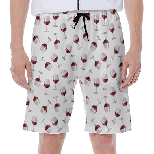 Glasses Of Wine Pattern Print Men's Beach Shorts