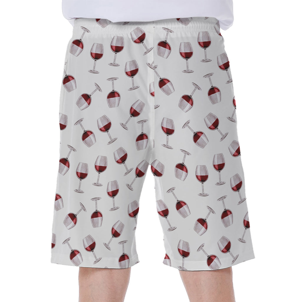 Glasses Of Wine Pattern Print Men's Beach Shorts