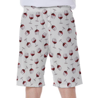 Glasses Of Wine Pattern Print Men's Beach Shorts