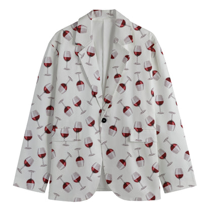 Glasses Of Wine Pattern Print Men's Blazer