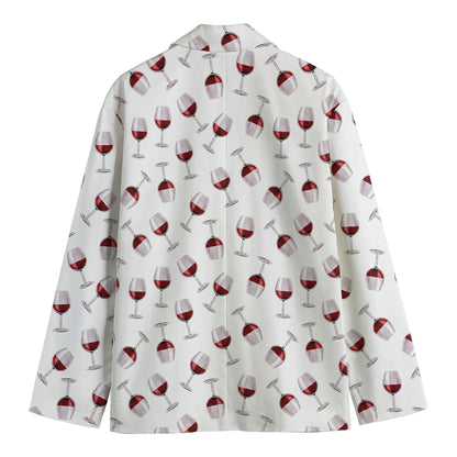 Glasses Of Wine Pattern Print Men's Blazer