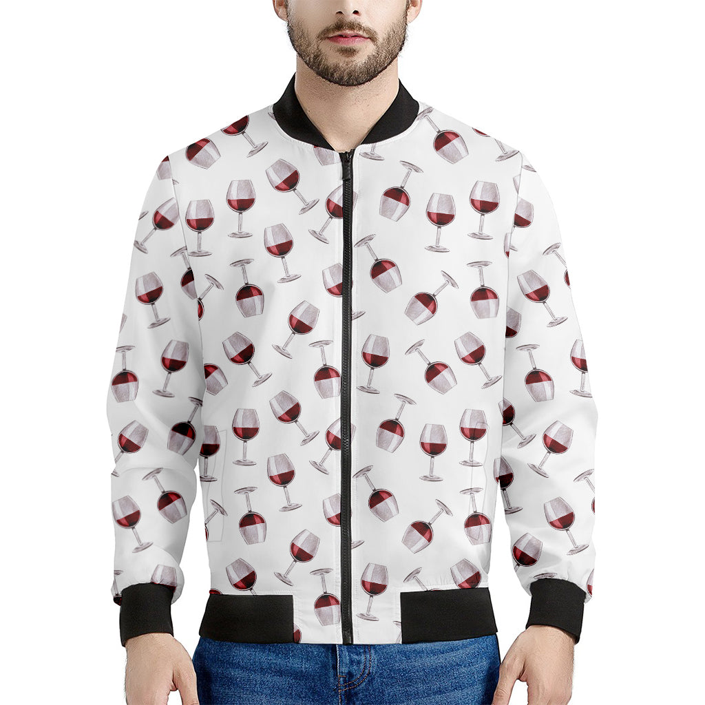 Glasses Of Wine Pattern Print Men's Bomber Jacket