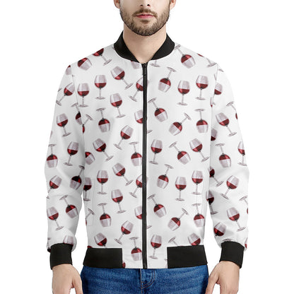 Glasses Of Wine Pattern Print Men's Bomber Jacket