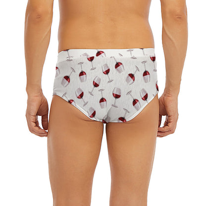 Glasses Of Wine Pattern Print Men's Briefs