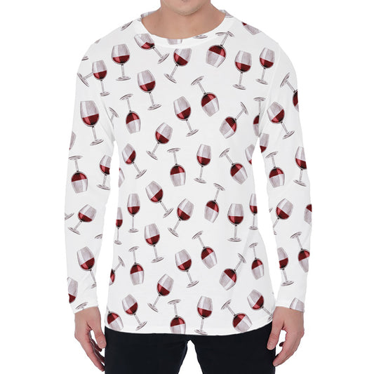 Glasses Of Wine Pattern Print Men's Long Sleeve T-Shirt