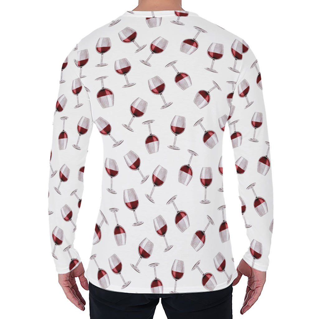 Glasses Of Wine Pattern Print Men's Long Sleeve T-Shirt