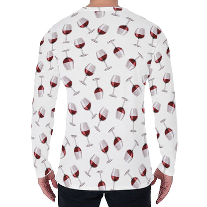 Glasses Of Wine Pattern Print Men's Long Sleeve T-Shirt