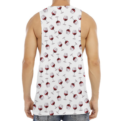Glasses Of Wine Pattern Print Men's Muscle Tank Top