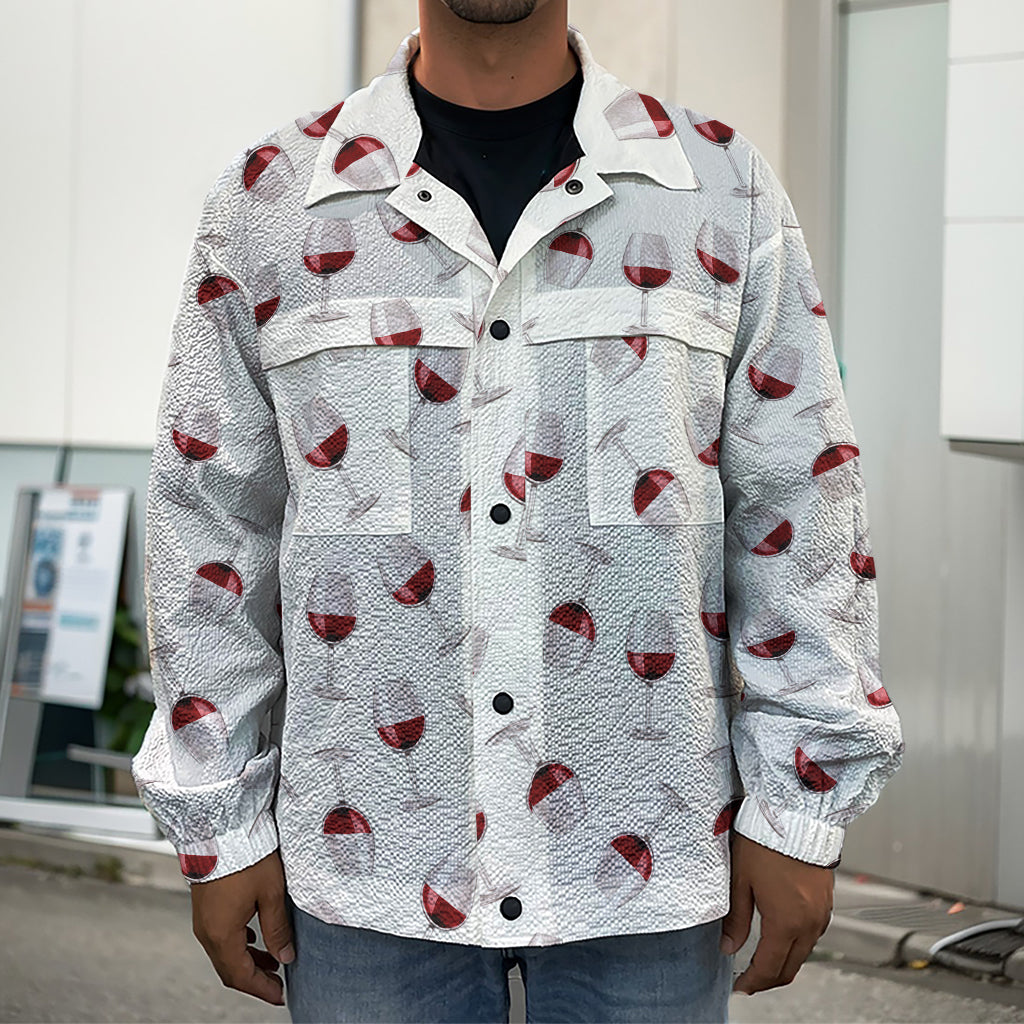 Glasses Of Wine Pattern Print Men's Shirt Jacket