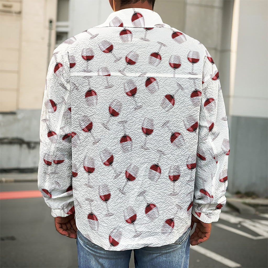 Glasses Of Wine Pattern Print Men's Shirt Jacket