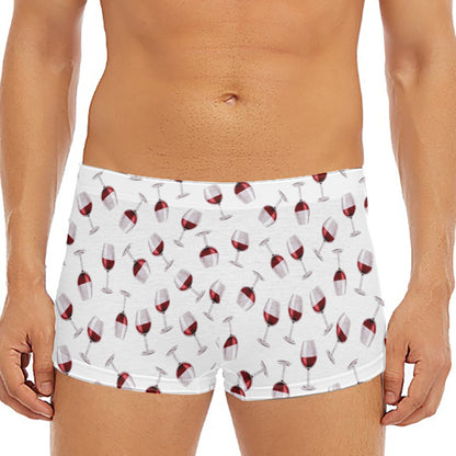 Glasses Of Wine Pattern Print Men's Short Boxer Briefs