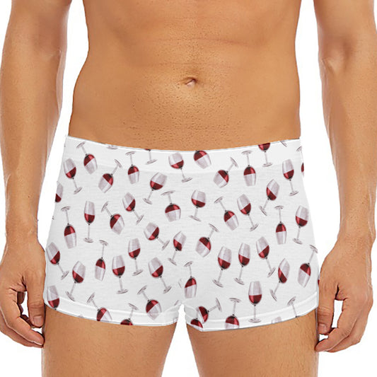Glasses Of Wine Pattern Print Men's Short Boxer Briefs