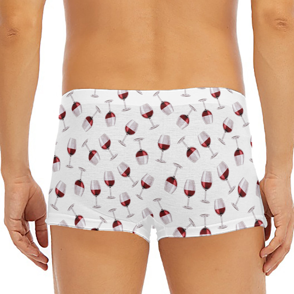 Glasses Of Wine Pattern Print Men's Short Boxer Briefs