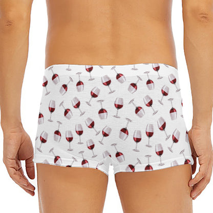 Glasses Of Wine Pattern Print Men's Short Boxer Briefs
