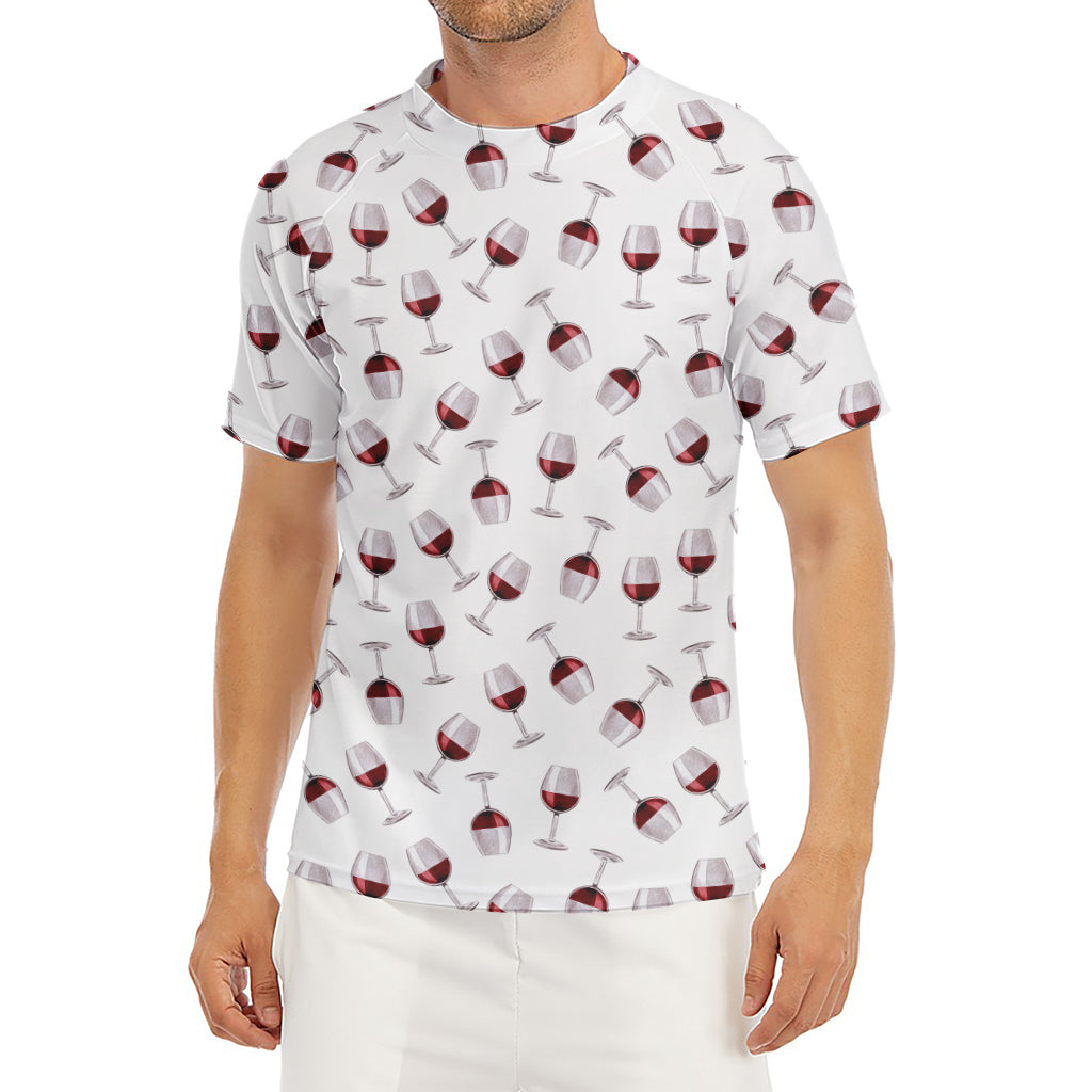 Glasses Of Wine Pattern Print Men's Short Sleeve Rash Guard