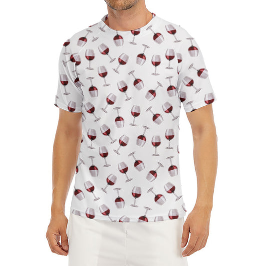 Glasses Of Wine Pattern Print Men's Short Sleeve Rash Guard