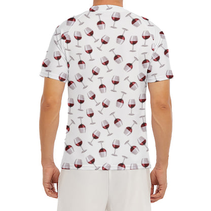 Glasses Of Wine Pattern Print Men's Short Sleeve Rash Guard