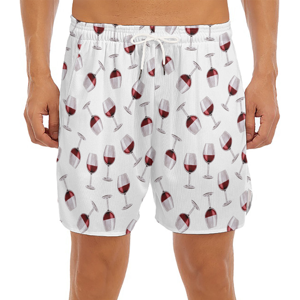 Glasses Of Wine Pattern Print Men's Split Running Shorts