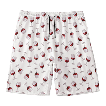 Glasses Of Wine Pattern Print Men's Swim Trunks