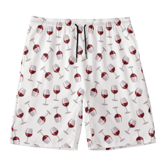 Glasses Of Wine Pattern Print Men's Swim Trunks