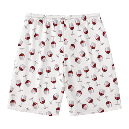 Glasses Of Wine Pattern Print Men's Swim Trunks