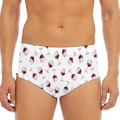 Glasses Of Wine Pattern Print Men's Triangle Swim Briefs