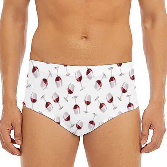 Glasses Of Wine Pattern Print Men's Triangle Swim Briefs