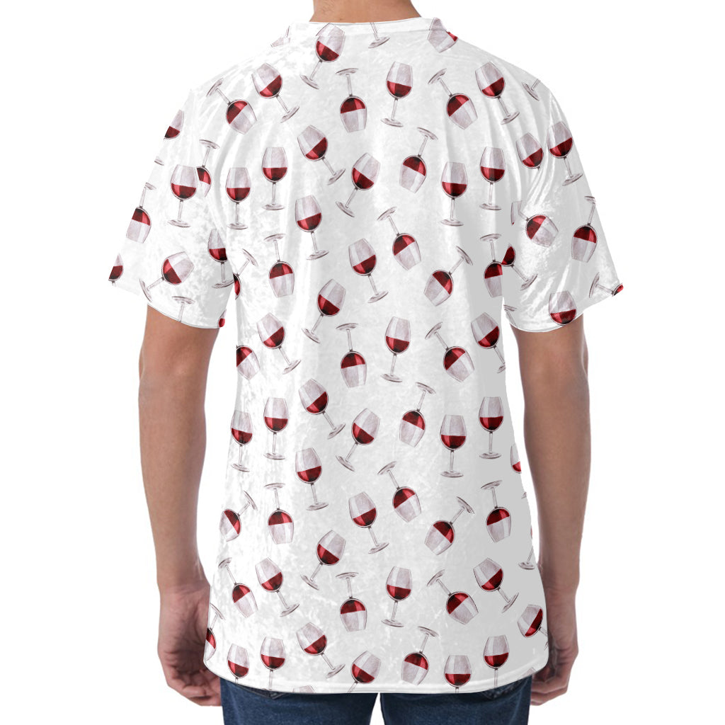 Glasses Of Wine Pattern Print Men's Velvet T-Shirt