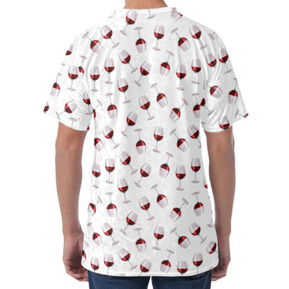 Glasses Of Wine Pattern Print Men's Velvet T-Shirt