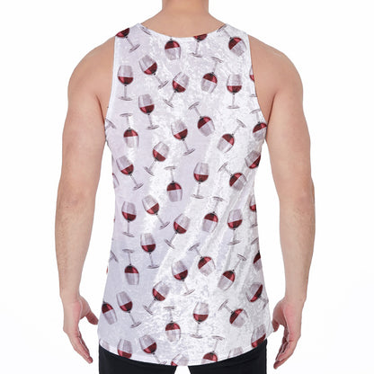 Glasses Of Wine Pattern Print Men's Velvet Tank Top