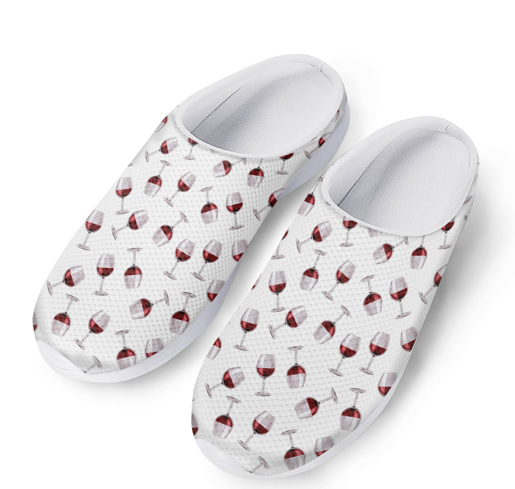 Glasses Of Wine Pattern Print Mesh Casual Shoes