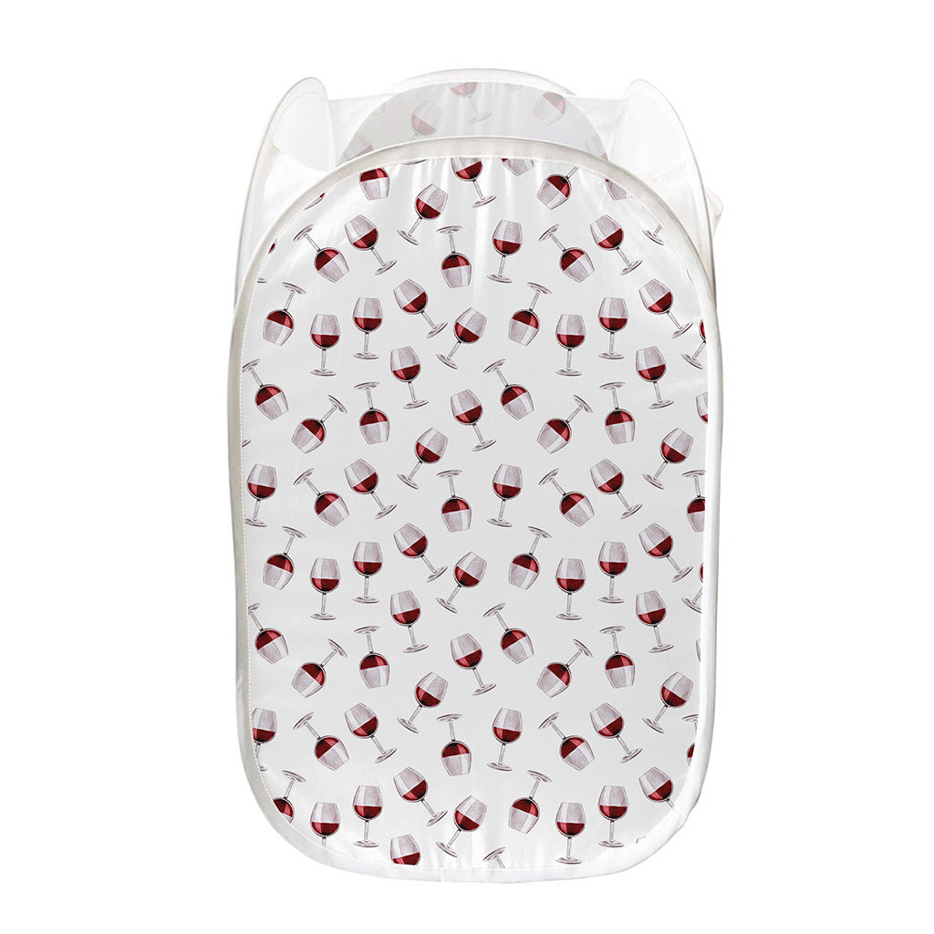 Glasses Of Wine Pattern Print Mesh Laundry Hamper
