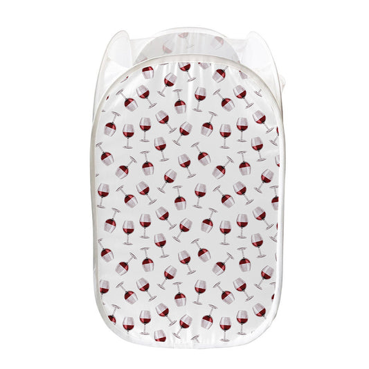 Glasses Of Wine Pattern Print Mesh Laundry Hamper