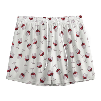 Glasses Of Wine Pattern Print Mesh Shorts