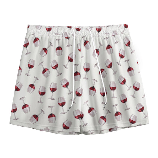 Glasses Of Wine Pattern Print Mesh Shorts