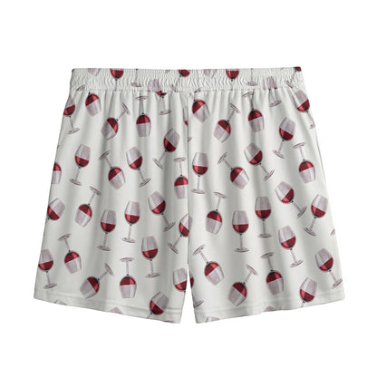 Glasses Of Wine Pattern Print Mesh Shorts