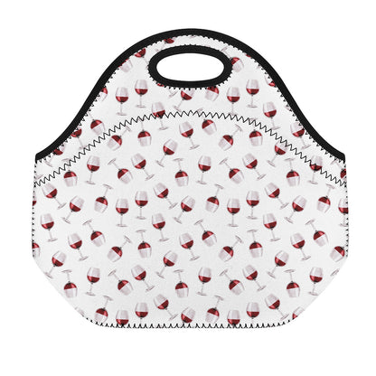 Glasses Of Wine Pattern Print Neoprene Lunch Bag