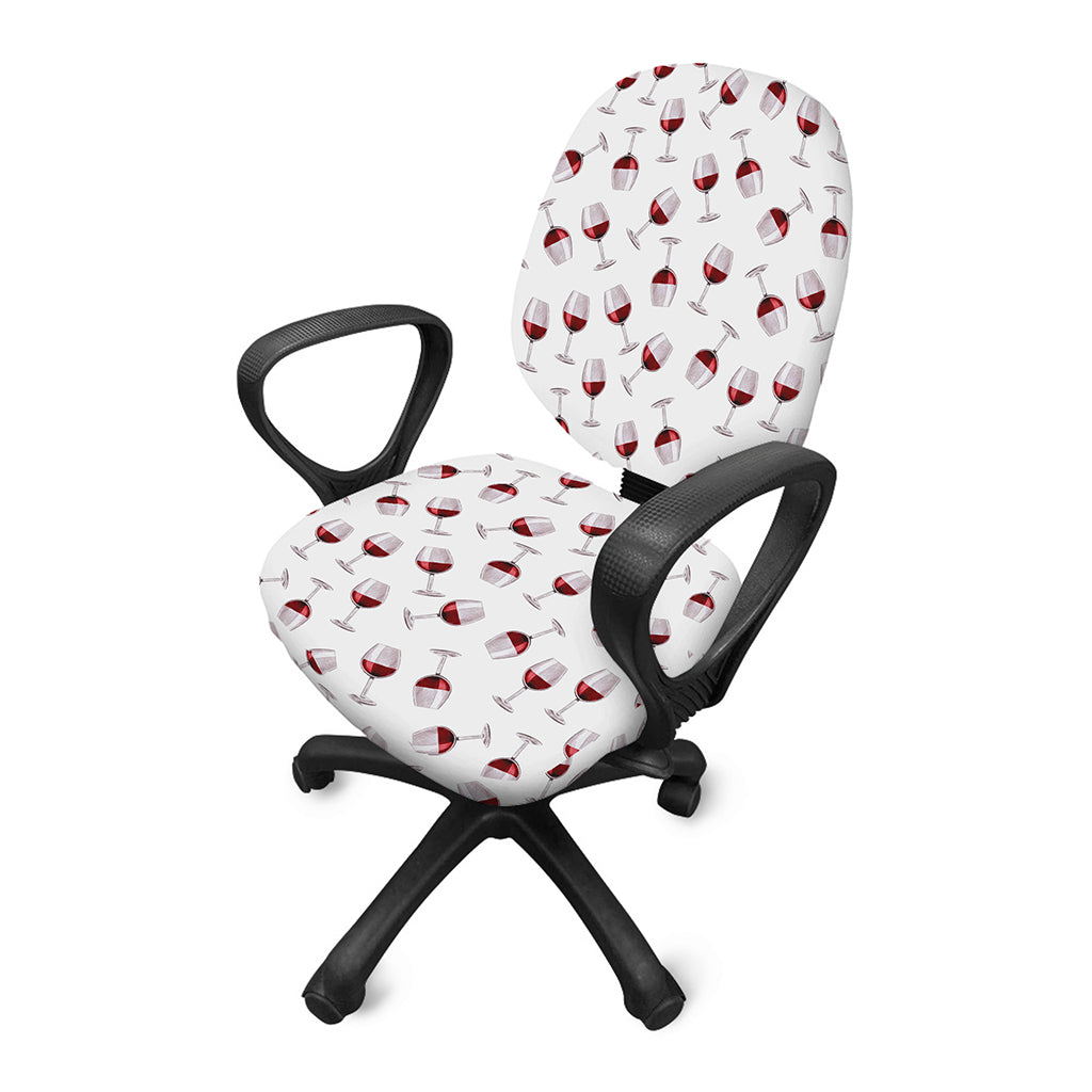 Glasses Of Wine Pattern Print Office Chair Cover