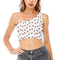 Glasses Of Wine Pattern Print One Shoulder Crop Top