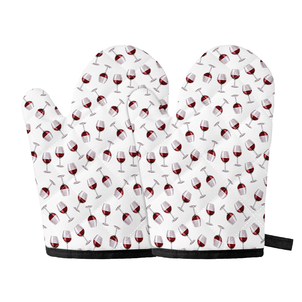 Glasses Of Wine Pattern Print Oven Mitts