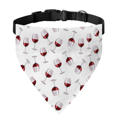 Glasses Of Wine Pattern Print Over The Collar Dog Bandana