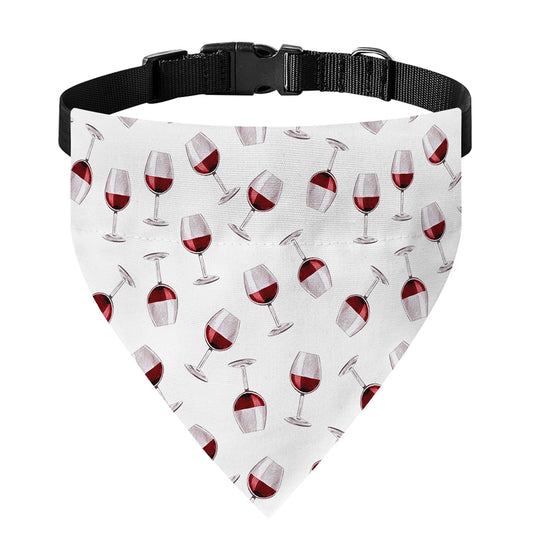Glasses Of Wine Pattern Print Over The Collar Dog Bandana