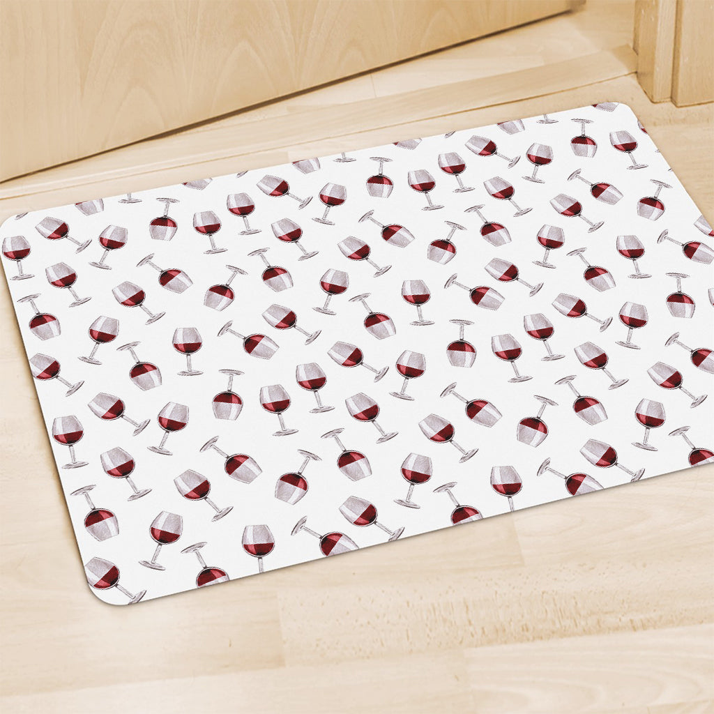 Glasses Of Wine Pattern Print Polyester Doormat