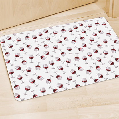 Glasses Of Wine Pattern Print Polyester Doormat