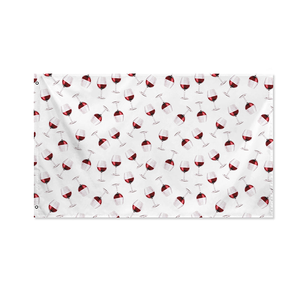 Glasses Of Wine Pattern Print Polyester Flag